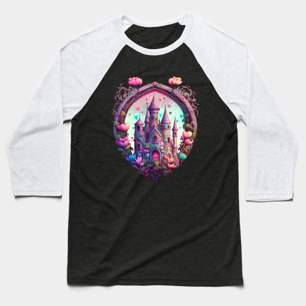 Valentine's Castle Baseball T-Shirt by David Kincaid Art